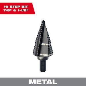 #9 Milwaukee 7/8 in. - 1-1/8 in. Black Oxide Step Drill Bit NWT